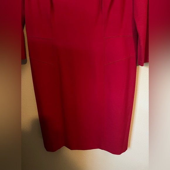 Lauren by Ralph Lauren Red Structured  & Fitted V Neck Dress Size 18 - Picture 8 of 16